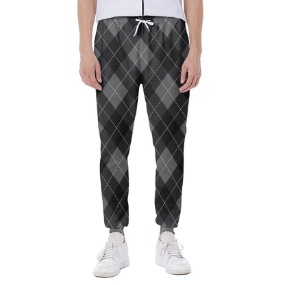 Dark Grey Argyle Pattern Print Scuba Joggers