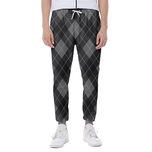 Dark Grey Argyle Pattern Print Scuba Joggers