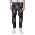 Dark Grey Argyle Pattern Print Scuba Joggers