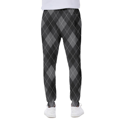 Dark Grey Argyle Pattern Print Scuba Joggers