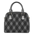 Dark Grey Argyle Pattern Print Shoulder Handbag