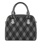 Dark Grey Argyle Pattern Print Shoulder Handbag
