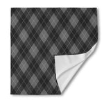 Dark Grey Argyle Pattern Print Silk Bandana