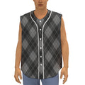 Dark Grey Argyle Pattern Print Sleeveless Baseball Jersey