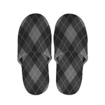Dark Grey Argyle Pattern Print Slippers