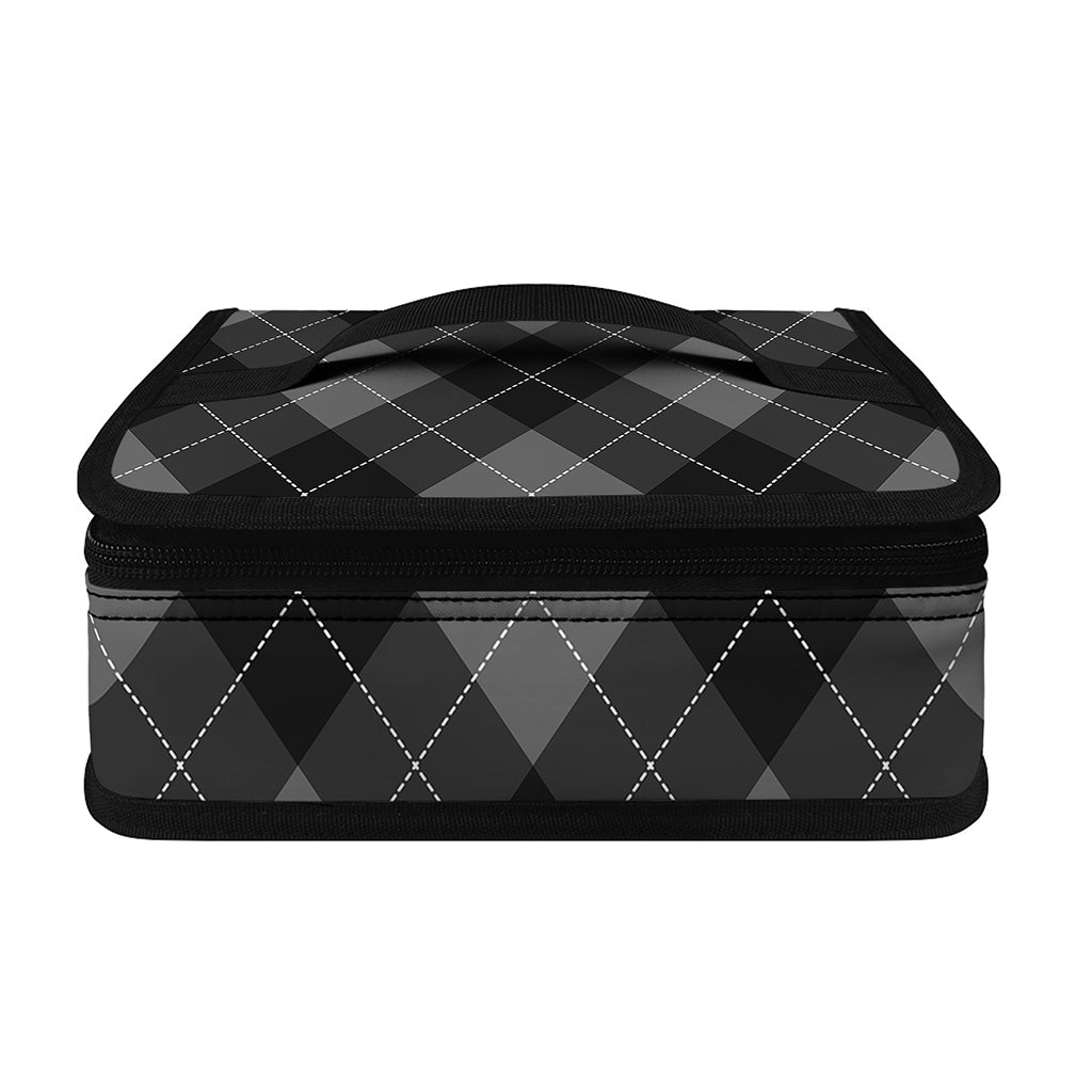 Dark Grey Argyle Pattern Print Small Lunch Bag