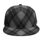 Dark Grey Argyle Pattern Print Snapback Cap