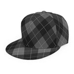 Dark Grey Argyle Pattern Print Snapback Cap