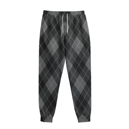Dark Grey Argyle Pattern Print Sweatpants