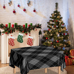 Dark Grey Argyle Pattern Print Tablecloth