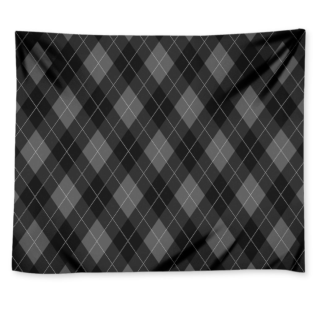 Dark Grey Argyle Pattern Print Tapestry