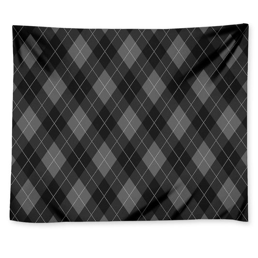 Dark Grey Argyle Pattern Print Tapestry