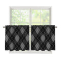 Dark Grey Argyle Pattern Print Tier Curtains