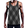 Dark Grey Argyle Pattern Print Men's Workout Tank Top