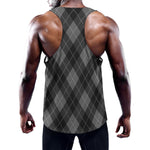 Dark Grey Argyle Pattern Print Training Tank Top