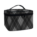 Dark Grey Argyle Pattern Print Travel Makeup Bag