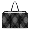 Dark Grey Argyle Pattern Print Utility Tote Bag