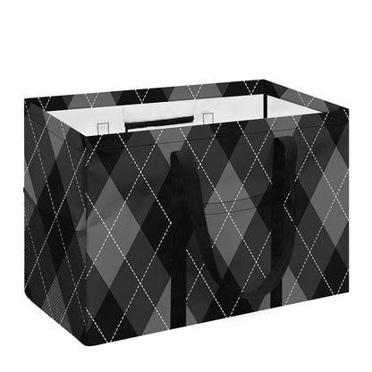 Dark Grey Argyle Pattern Print Utility Tote Bag