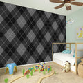 Dark Grey Argyle Pattern Print Wall Sticker