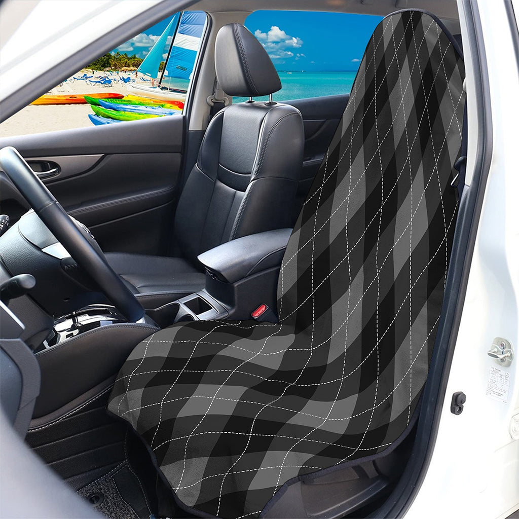 Dark Grey Argyle Pattern Print Waterproof Car Seat Cover