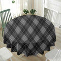 Dark Grey Argyle Pattern Print Waterproof Round Tablecloth