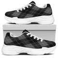Dark Grey Argyle Pattern Print White Chunky Shoes