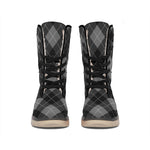 Dark Grey Argyle Pattern Print Winter Boots