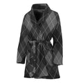 Dark Grey Argyle Pattern Print Women's Bathrobe
