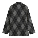 Dark Grey Argyle Pattern Print Women's Blazer