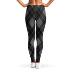 Dark Grey Argyle Pattern Print Women's Leggings