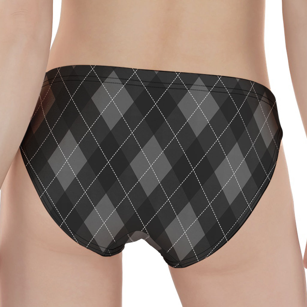 Dark Grey Argyle Pattern Print Women's Panties