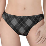 Dark Grey Argyle Pattern Print Women's Thong