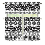 Dark Grey Aztec Pattern Print 3 Piece Kitchen Curtains