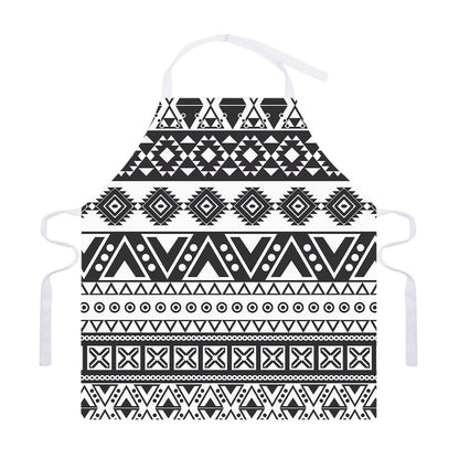 Dark Grey Aztec Pattern Print Adjustable Apron