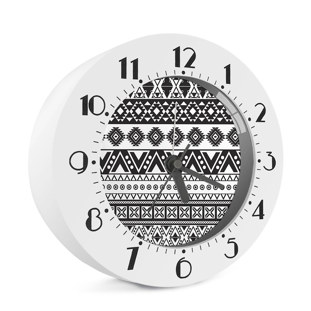 Dark Grey Aztec Pattern Print Alarm Clock