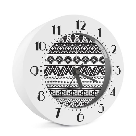 Dark Grey Aztec Pattern Print Alarm Clock