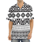 Dark Grey Aztec Pattern Print Aloha Shirt