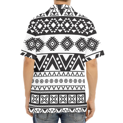 Dark Grey Aztec Pattern Print Aloha Shirt