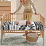 Dark Grey Aztec Pattern Print Baby Crib Sheet