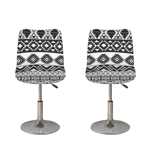 Dark Grey Aztec Pattern Print Bar Stool Covers