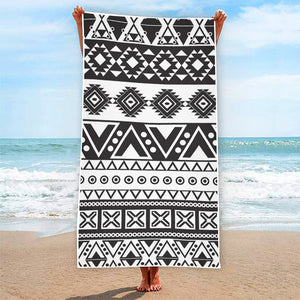 Dark Grey Aztec Pattern Print Beach Towel