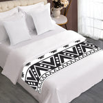 Dark Grey Aztec Pattern Print Bed Runner