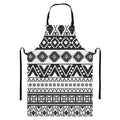 Dark Grey Aztec Pattern Print Bib Apron With Pocket