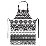 Dark Grey Aztec Pattern Print Bib Apron With Pocket