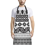 Dark Grey Aztec Pattern Print Bib Apron With Pocket