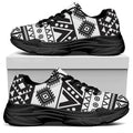 Dark Grey Aztec Pattern Print Black Chunky Shoes