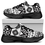 Dark Grey Aztec Pattern Print Black Chunky Shoes