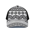 Dark Grey Aztec Pattern Print Black Mesh Trucker Hat