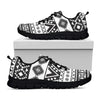 Dark Grey Aztec Pattern Print Black Running Shoes