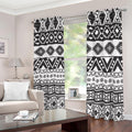 Dark Grey Aztec Pattern Print Dimout Grommet Curtains
